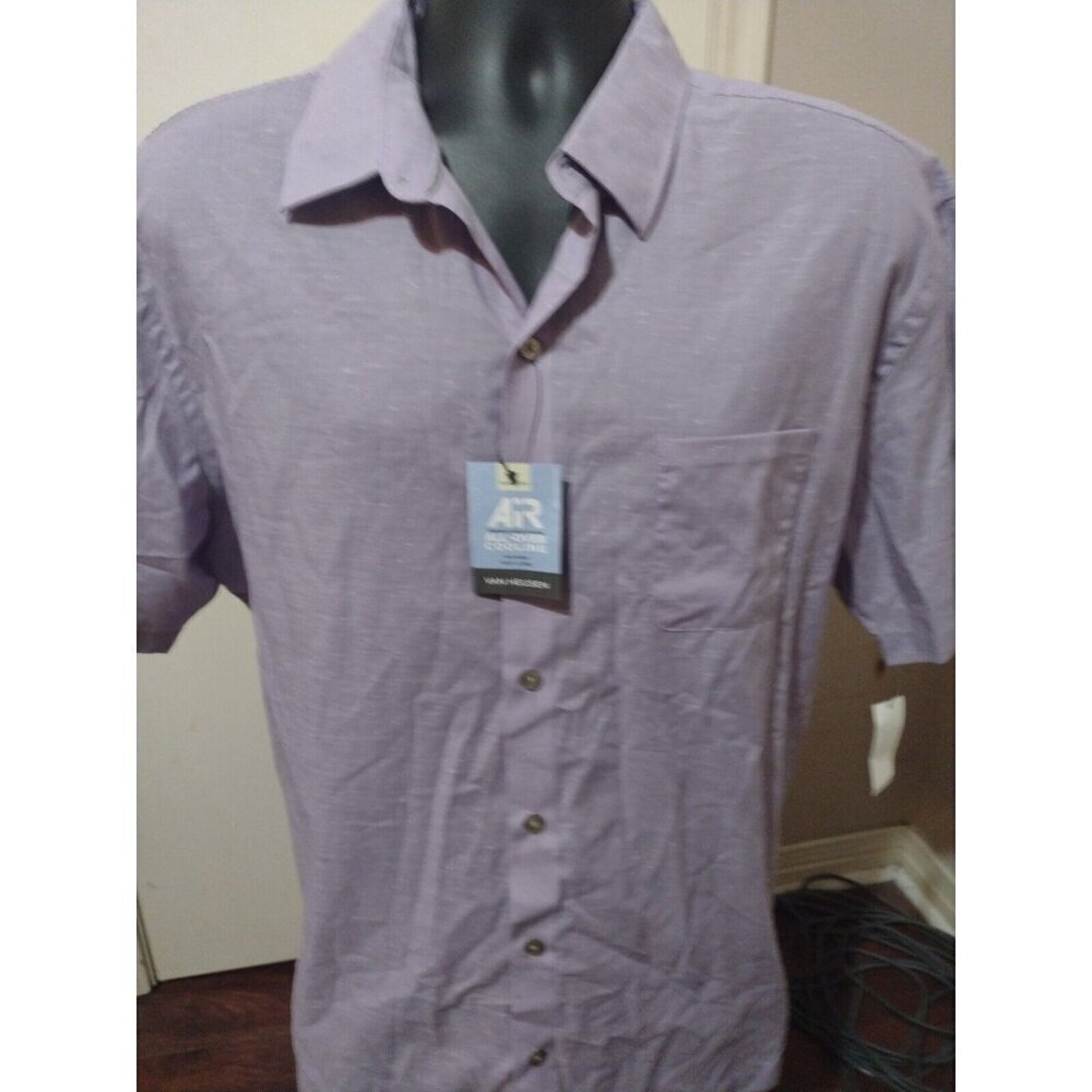 Van Heusen Shirt Mens 17-17.5 2XL Classic Fit AiR Cooling Purple Button Up NWT